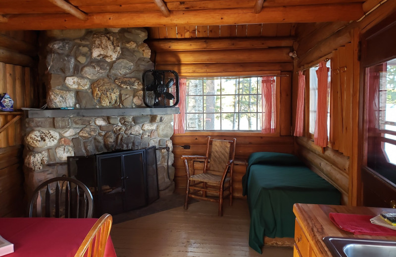 Cabin living room at The Birches Resort.