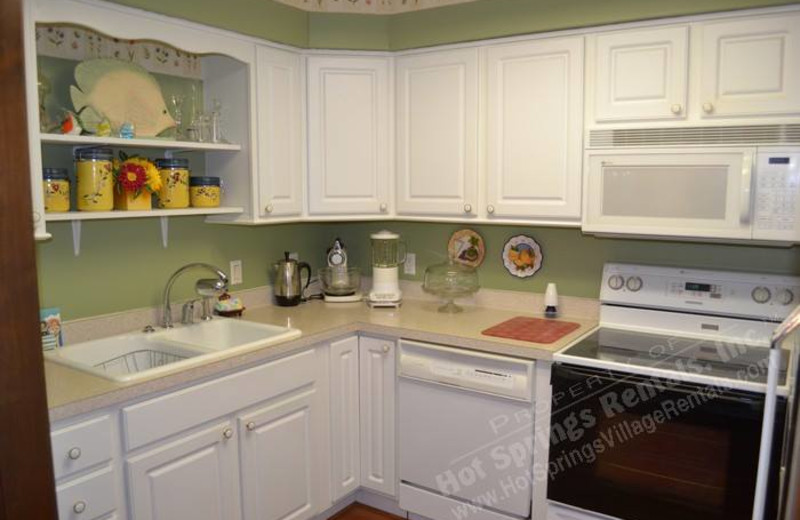 Rental kitchen at Hot Springs Village Rentals.