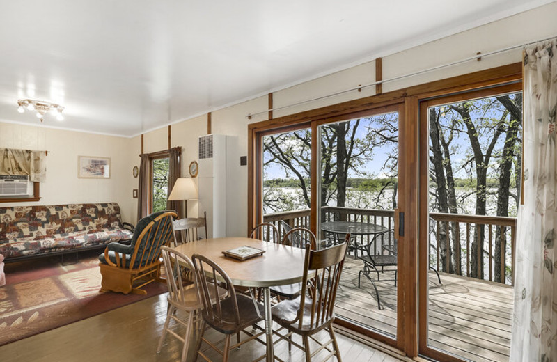 Cabin living room at Swan Lake Resort.