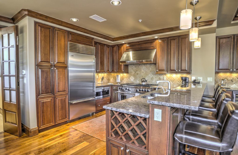 Rental kitchen at Lion Square Lodge.