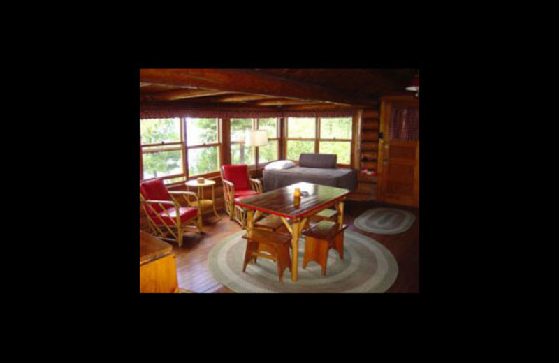 Cabin living room at Nelson's Resort.