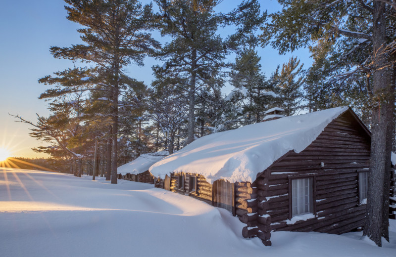 Winter cabins at Keweenaw Mountain Lodge.