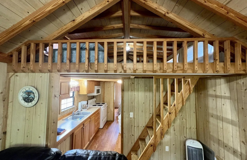 Cabin interior at Copper John's Resort.