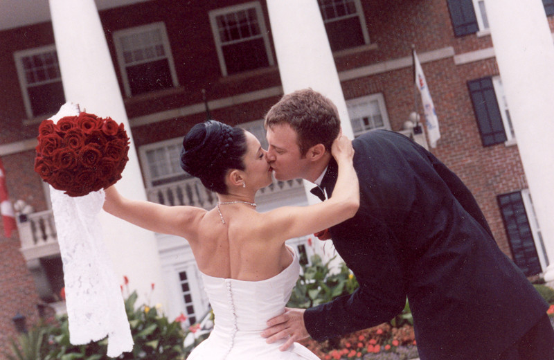 Wedding couple at Queen's Landing.