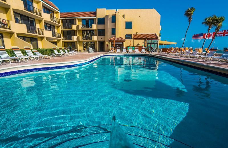 Outdoor pool at Costa Del Sol Resort Condo.