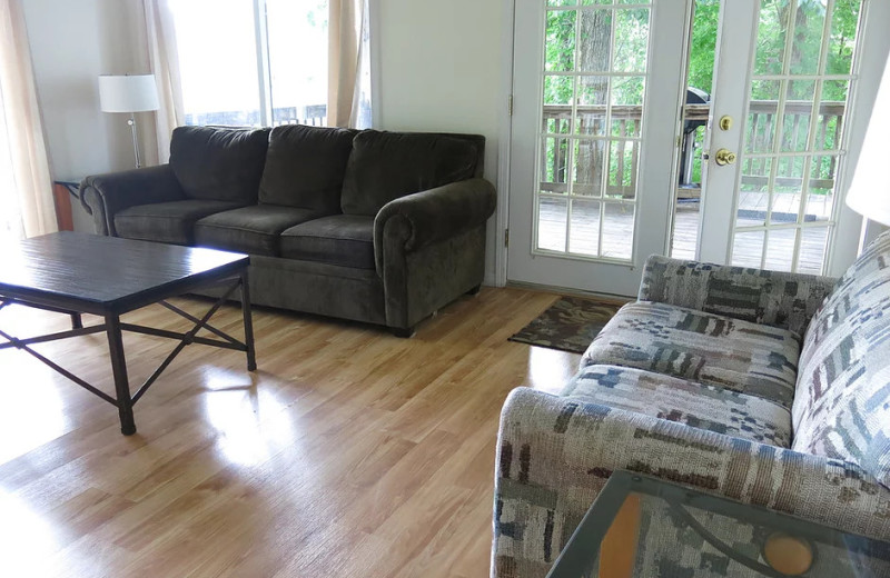 Cabin living room at Buzzard Rock Resort and Marina.
