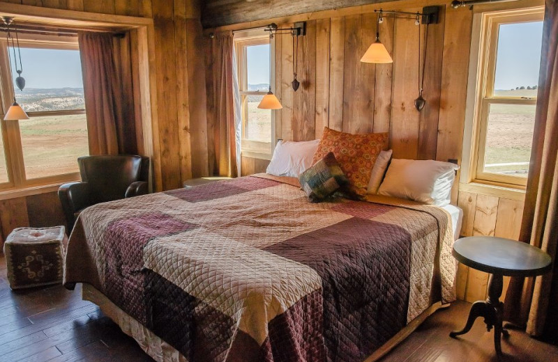 Cabin bedroom at Zion Mountain Ranch.