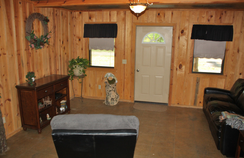 Rabbit Lodge living room at Heath Valley Cabins.