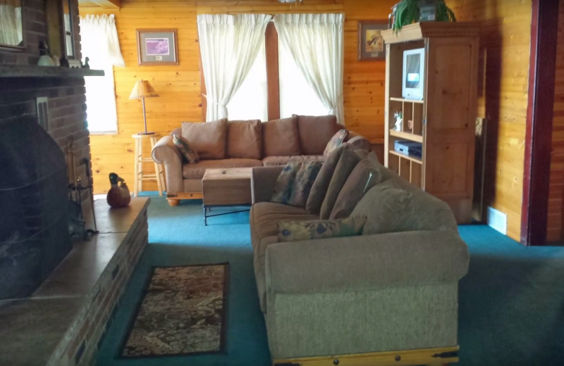 Cabin living room at Evans Lake Resort.