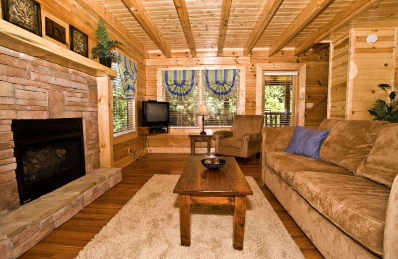 Cabin living room at Eagles Ridge Resort.