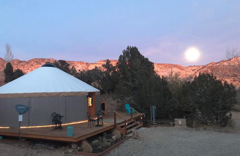 Exterior view of Escalante Yurts.