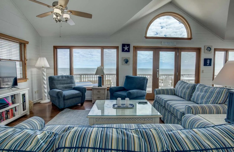 Rental living room at Outer Banks Blue Vacation Rentals.