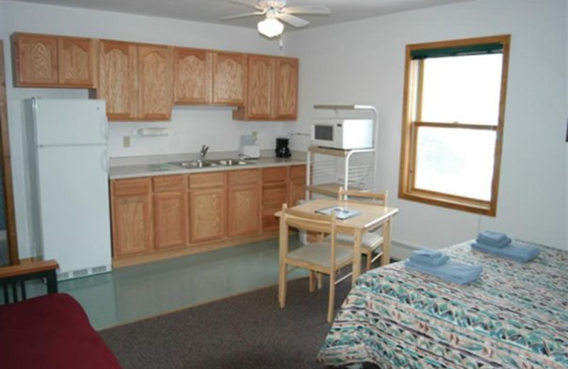 Lodge room interior at Three Rivers Resort.