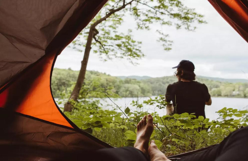 Camping at The Elms Waterfront Cottages.