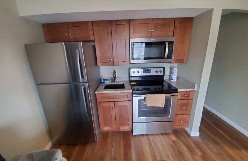 Cabin kitchen at Runaway II Resort and Campground.