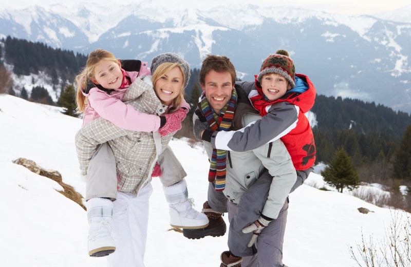 Family skiing near Solara Resort & Spa.