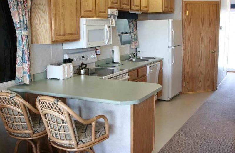 Houseboat kitchen at Trinity Lake.