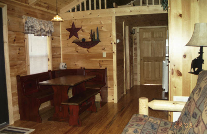 Cabin living room at Big Bear Log Cabins.