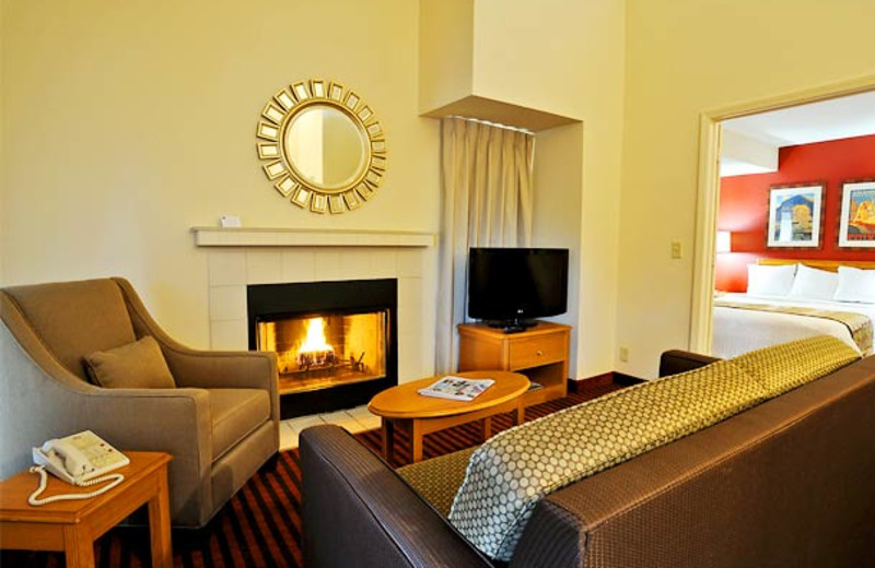 Guest room at Residence Inn Detroit Troy/Madison Heights.