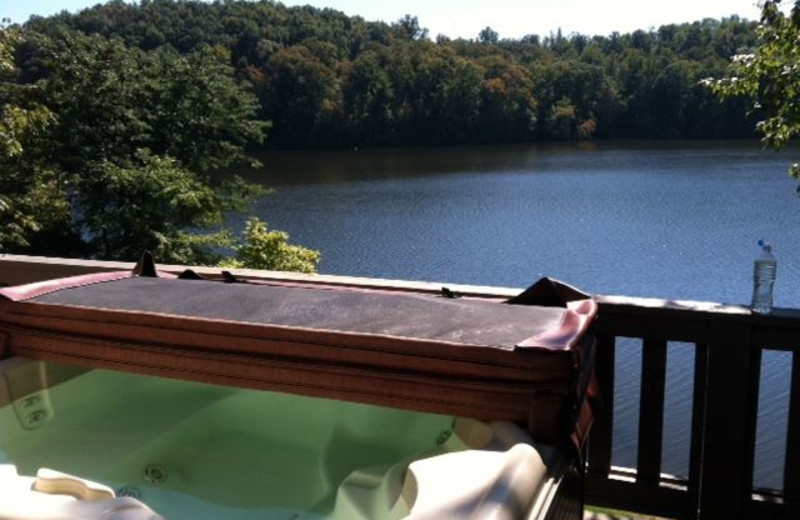 Cabin hot tub at Cabins in Hocking.