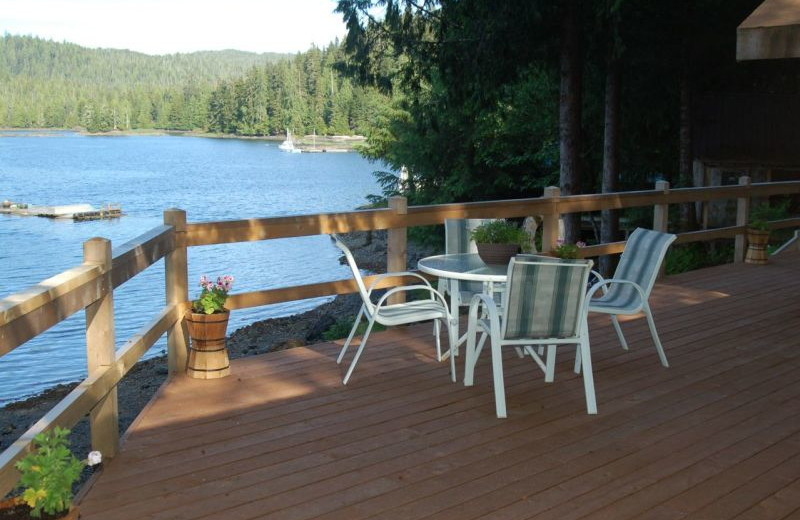 Deck view at portsman's Cove Lodge.
