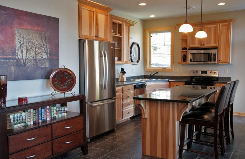 Twin Home kitchen at at Blue Water Lodge.