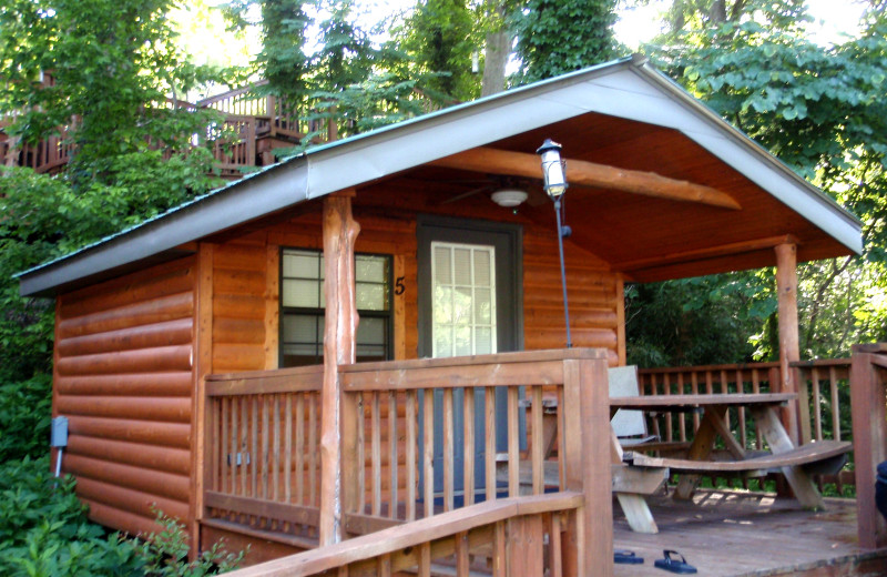 Cabin exterior at Copper John's Resort.