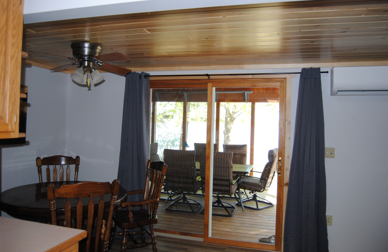 Cabin living room at Sandy Pines Resort.