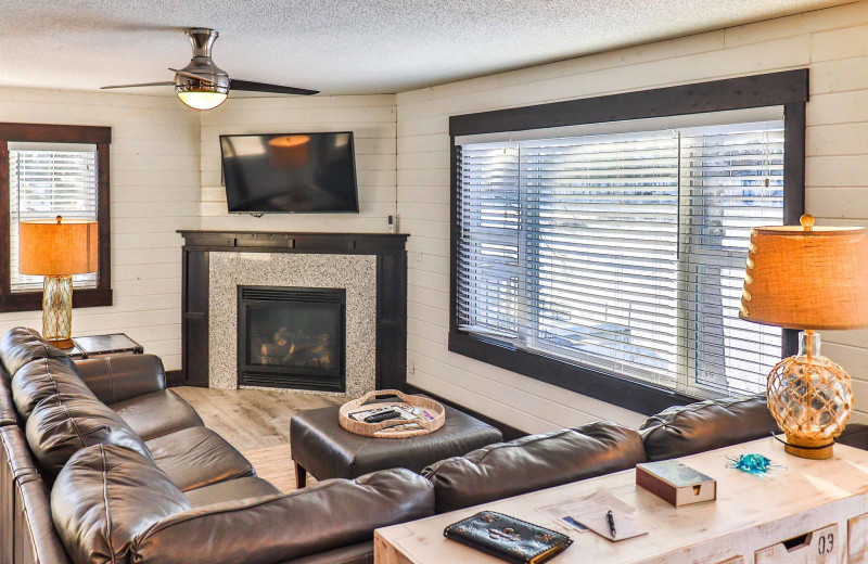 Cabin living room at Lost Lake Lodge.