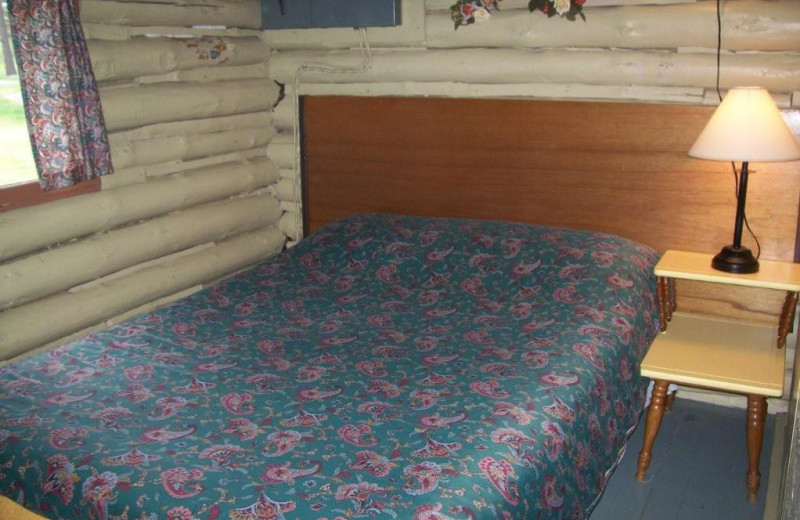 Cabin bedroom at Silv'ry Moon Lodge.