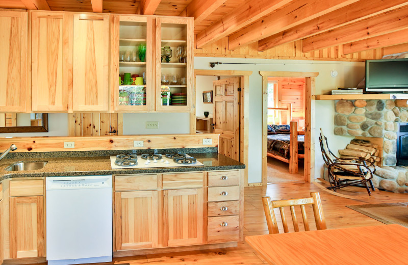 Cabin kitchen at Northern Lights Resort & Outfitting.