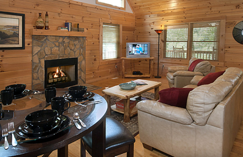 Cabin living room at Rock Creek Cabins.