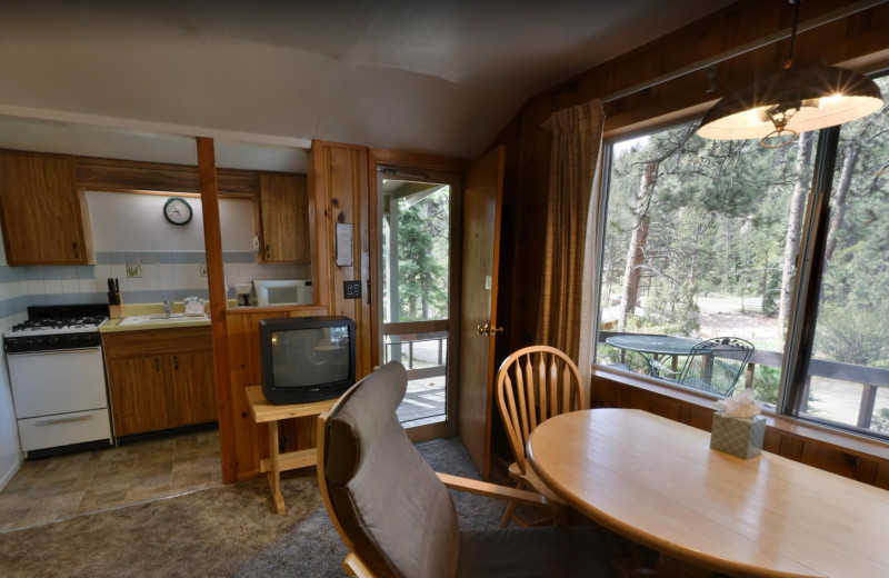 Cabin kitchen at Workshire Lodge.