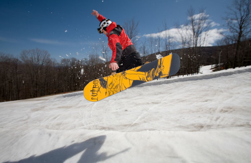 Snowboarding near The Alpine Inn.