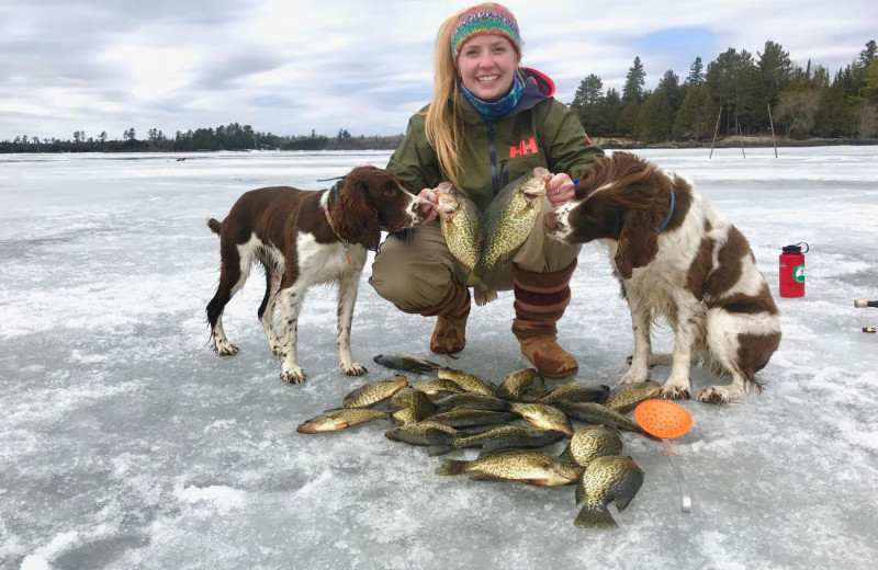 Ice fishing at Pehrson Lodge Resort.