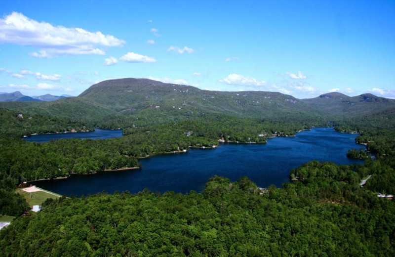 Aerial view of the lake at The Greystone Inn.