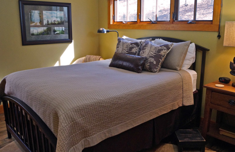 Pond rental bedroom at Timber Frame Rentals.