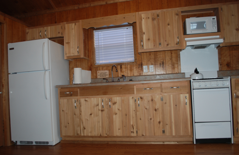 Cabin kitchen at Colorado Springs KOA.