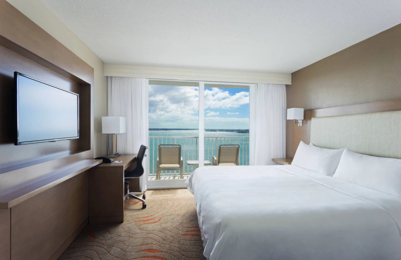 Guest room at Clearwater Beach Marriott Suites.