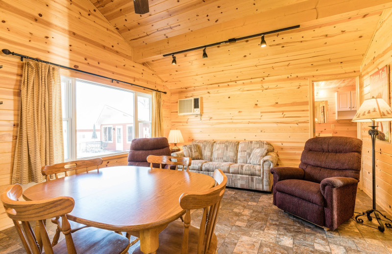 Cabin living room at Otter Tail Beach Resort.