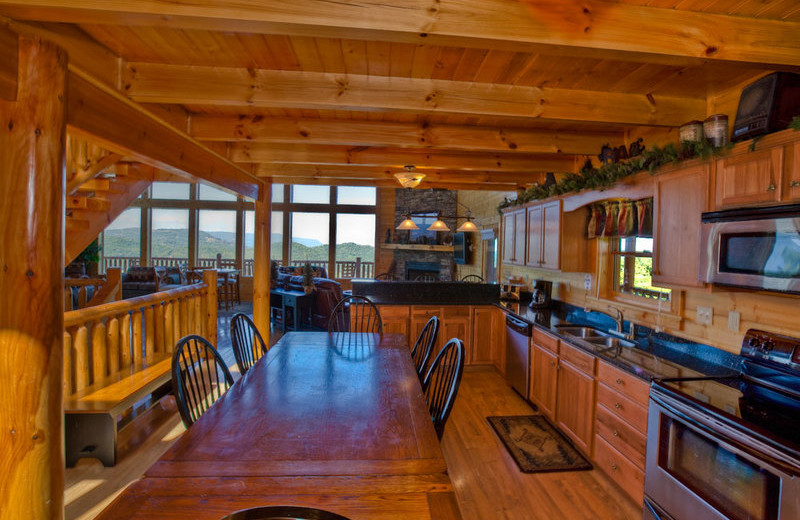 Cabin kitchen at The Cabin Rental Store.