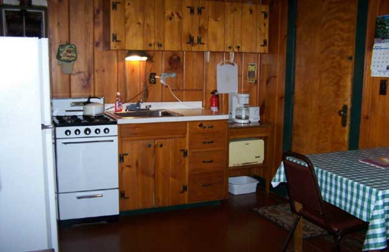 Cabin kitchen at Wilsons On Moosehead Lake.