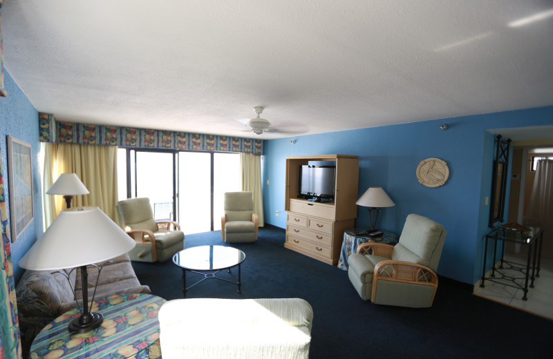 Guest living room at Shoreline Island Resort.