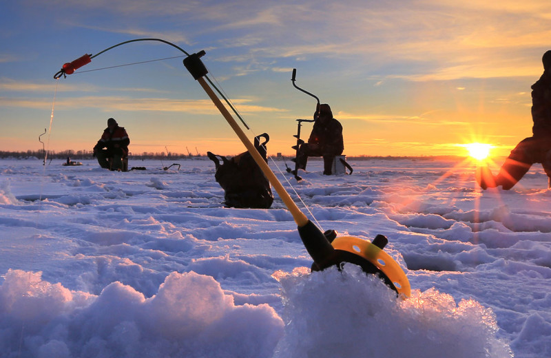 Ice fishing at Grand View Lodge.