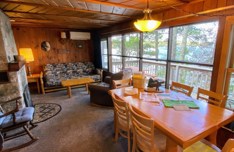 Cabin living room at Pehrson Lodge Resort.