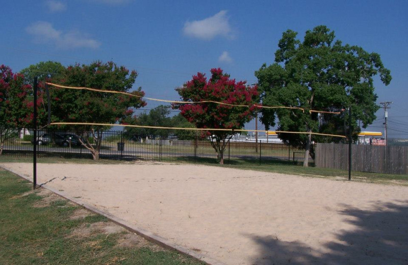 Volleyball court at Hill Country RV Resort & Cottage Rentals.