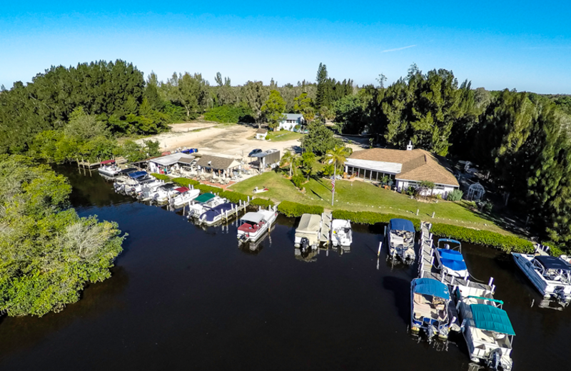 Marina aerial at Tri Power Resort Rentals.