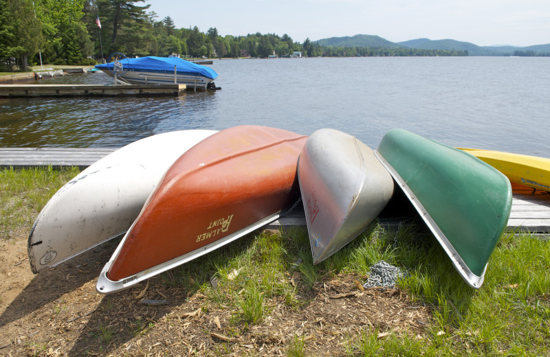 Canoes at Palmer Point Cottages.