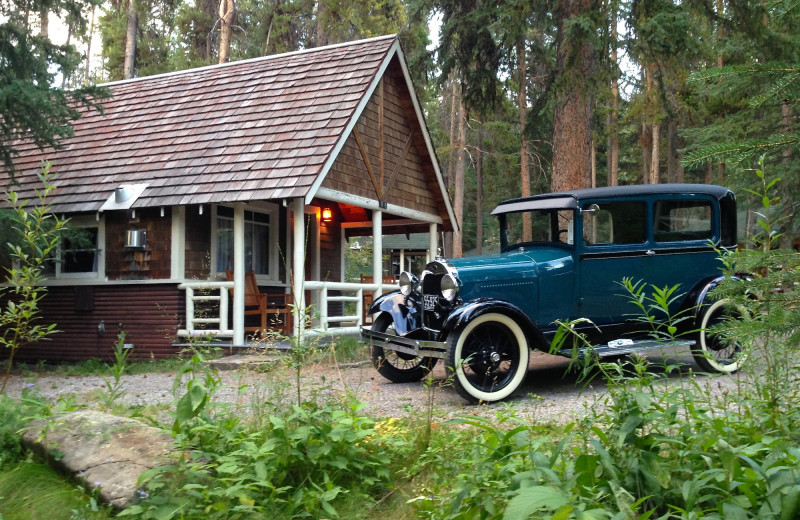 Cabin exterior at Johnston Canyon Resort.