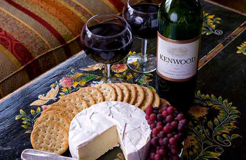 Wine, cheese, and crackers at Lodge Tower.